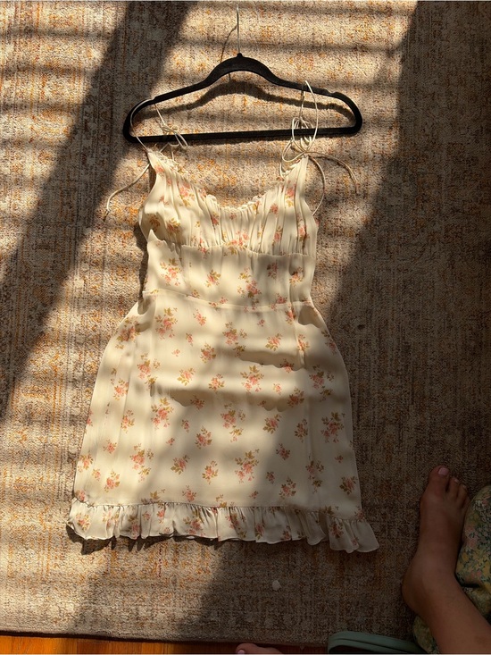 Reformation Dresses & Skirts - Reformation Cream Mini Dress with Pink Floral Print